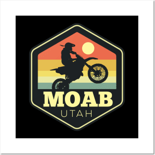 Moab Dirt Bike Hexagon Vintage Sunset Posters and Art